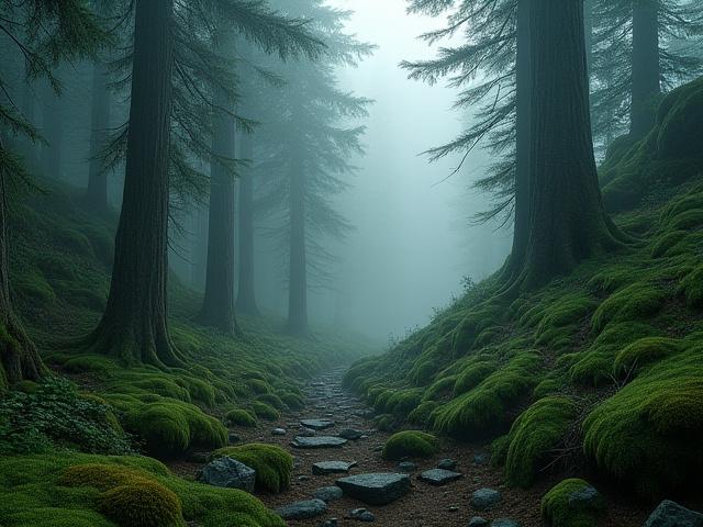 Hyperrealistisk 3D-modell av et frodig skogslandskap for et prosjekt innen virtuell virkelighet