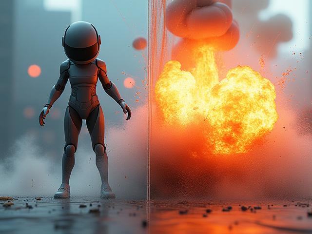 Diverse 3D-animasjoner og visuelle effekter som viser karakteranimasjon, eksplosjoner og fluid simuleringer.